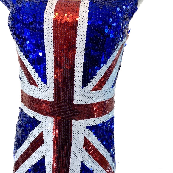 Union Jack Sequin British Flag Dress - Picture 4 of 8